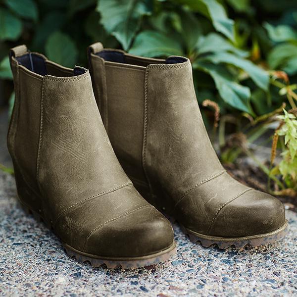 Women Slip On Wedge Boots-ABOXUN