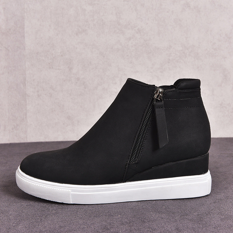 Grishay 2022 New Zipper Wedge Heel Women's Boots-ABOXUN