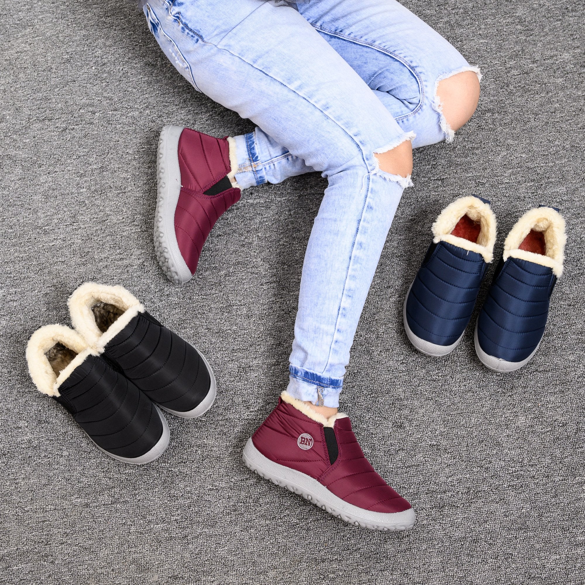 Autumn and winter non-slip warm soft bottom cotton shoes and cotton boots—Unisex-ABOXUN
