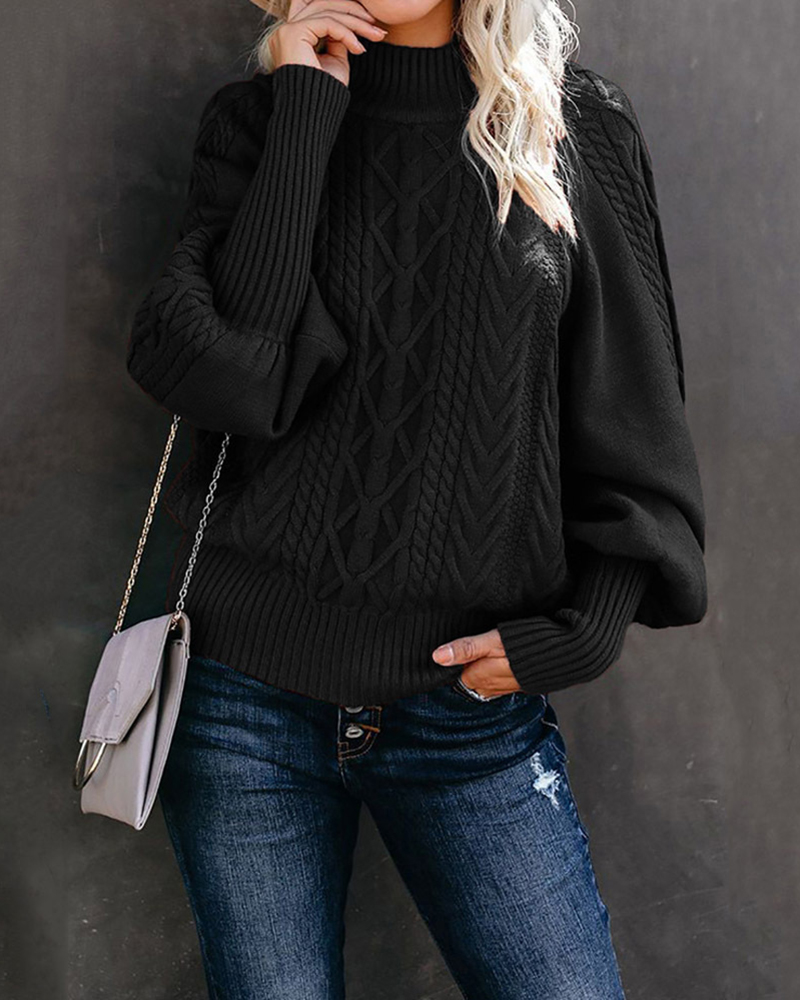 Loose Long-sleeved Knitted Solid Color Sweater-ABOXUN