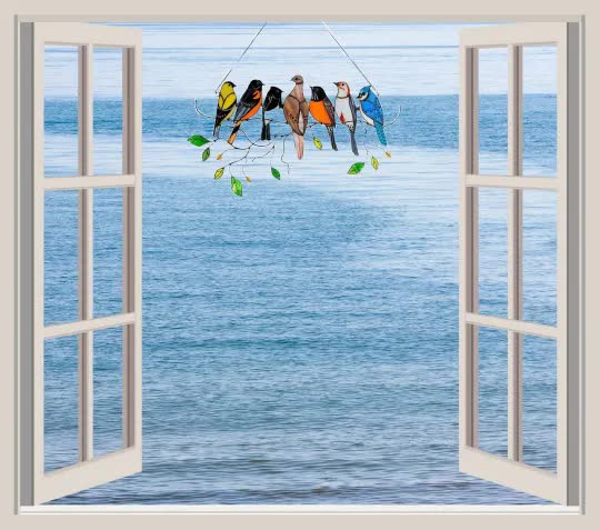 LAST DAY 70% OFF - Birds Stained Window Panel Hanging