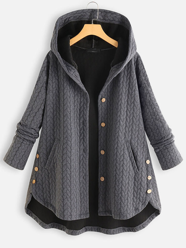 Hooded Mid-Length Coat Autumn And Winter Casual Warm Padded Coat-ABOXUN