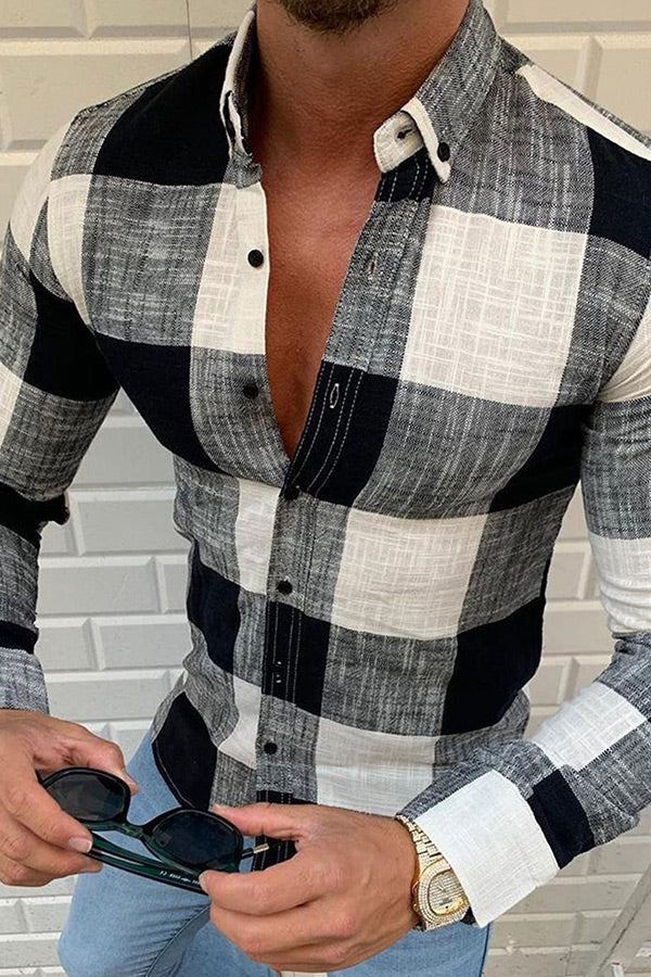 Solid color V-neck drawstring long-sleeved cotton and linen shirt-ABOXUN