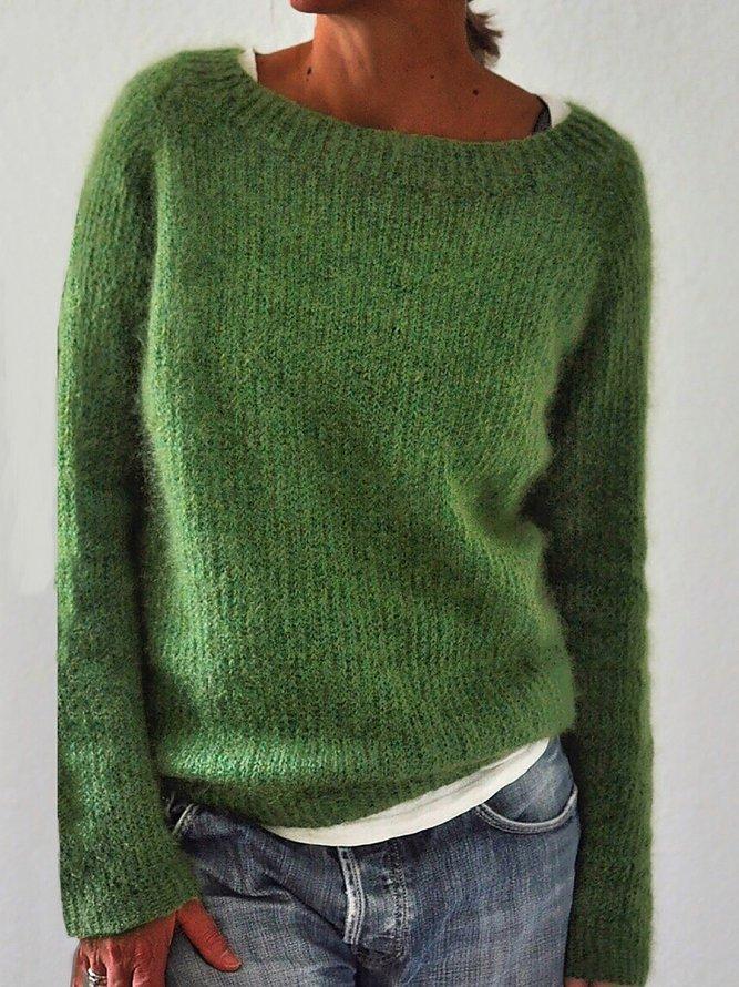 Comfortable Solid Color Knitted Sweater-ABOXUN