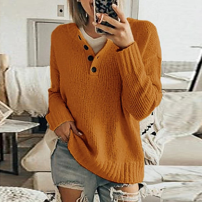 Casual Solid Color Stand Collar Sweater