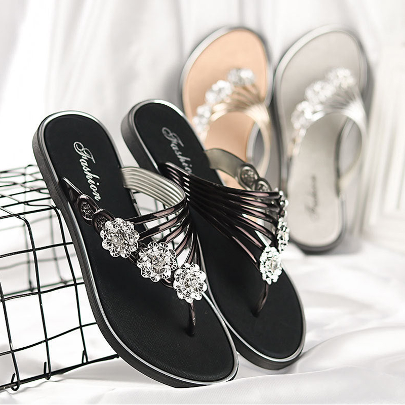 2022 summer new flat bottom women's casual flip flops-ABOXUN