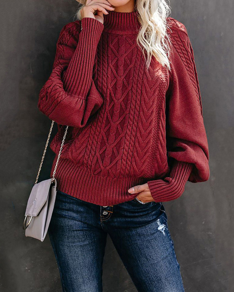 Loose Long-sleeved Knitted Solid Color Sweater-ABOXUN