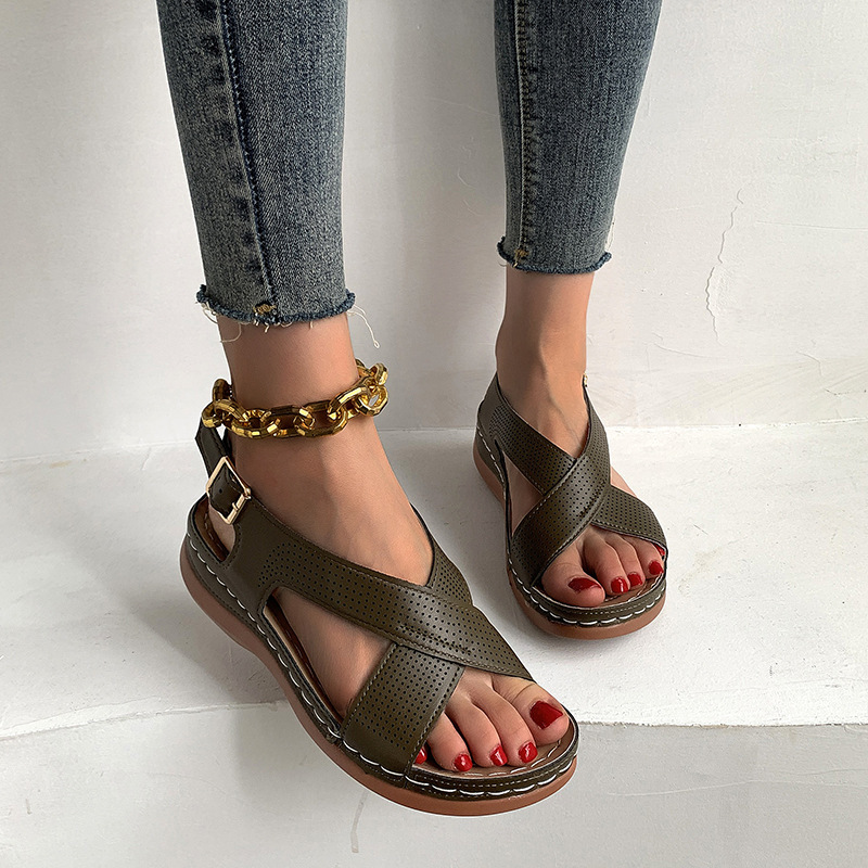 Solid Color Casual Women's Sandals-ABOXUN