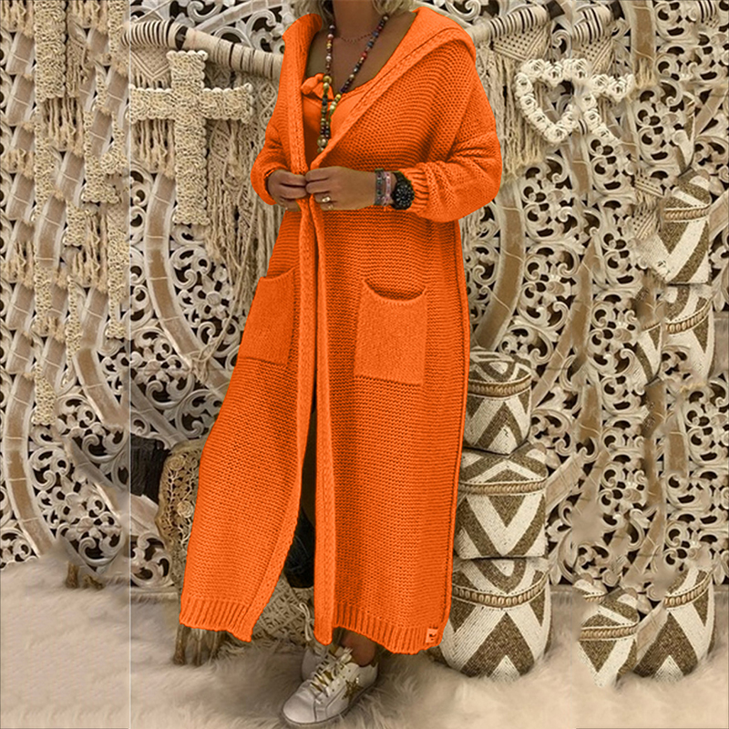 Vintage Loose Pocket Hooded Sweater Cardigan-ABOXUN