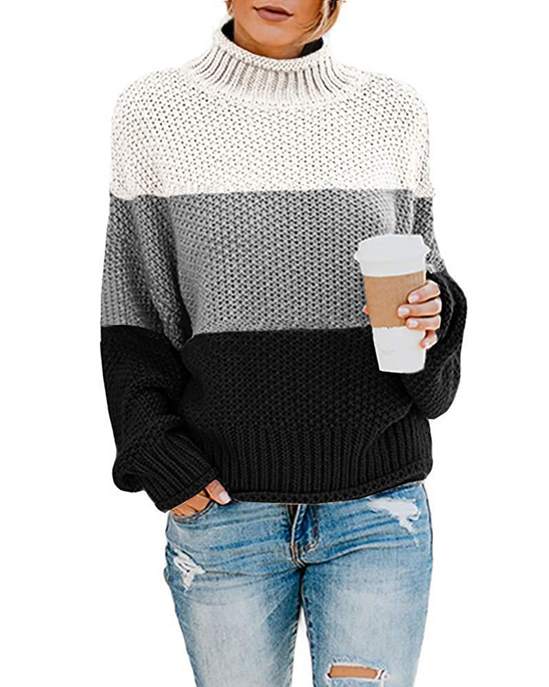 Thick Thread Pullover Turtleneck Sweater-ABOXUN