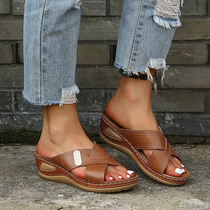 Women's Vintage Wedge Stitch Slippers-ABOXUN