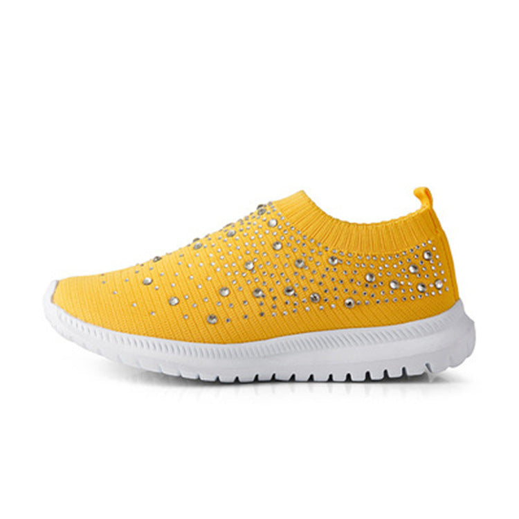 Women's Crystal Breathable Slip-On Walking Shoes-ABOXUN