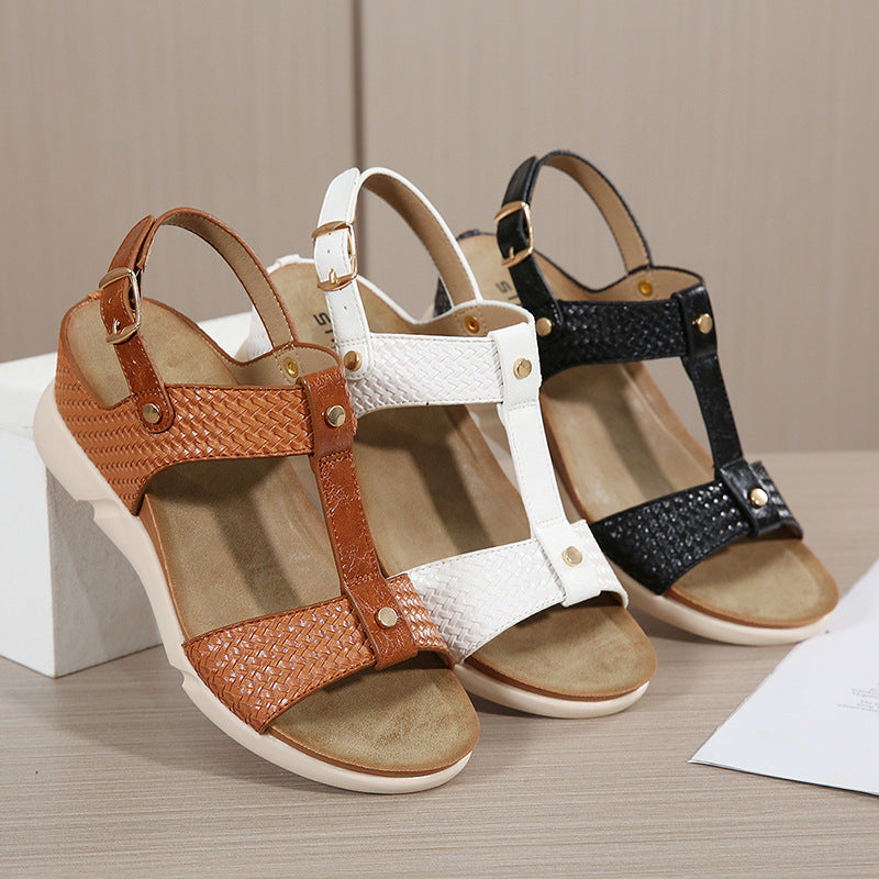 open woven women's sandals-ABOXUN
