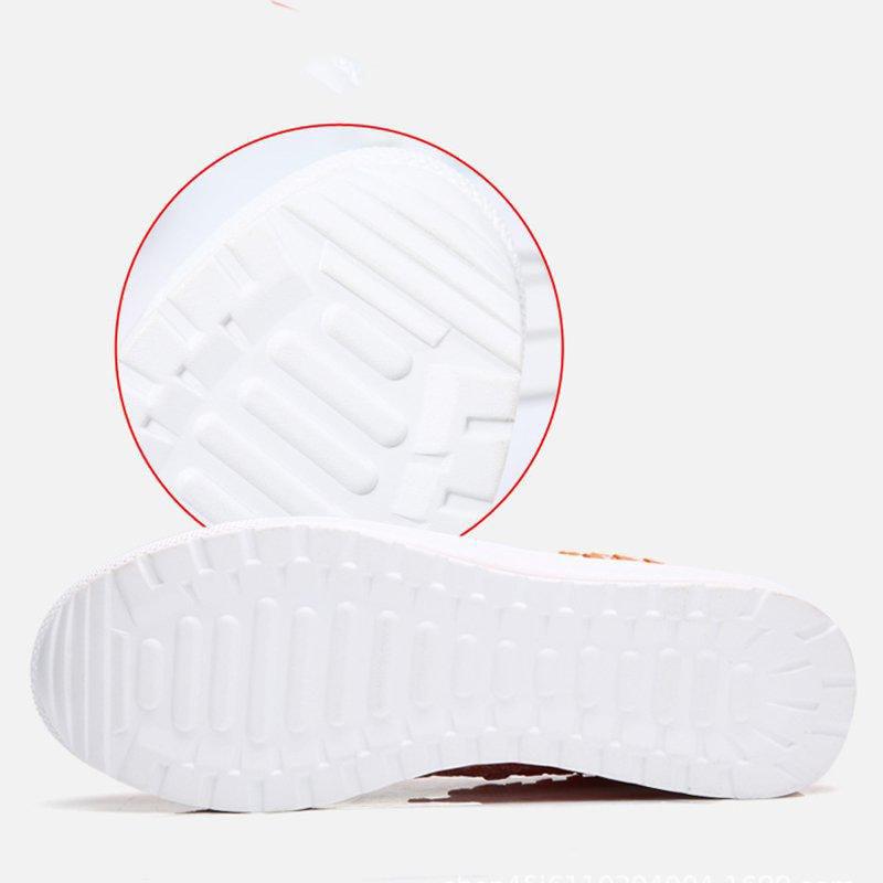 Women Comfy Casual Breathable Elastic Woven Detail Platform Rocker Sole Sneakers-ABOXUN