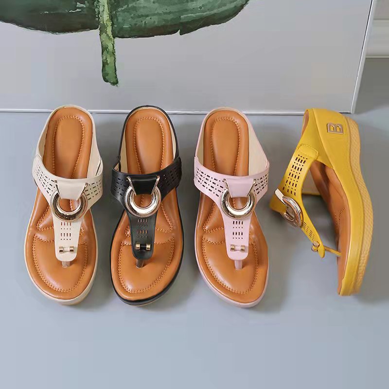 Ladies Flip Flop Wedge slippers-ABOXUN