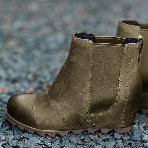 Women Slip On Wedge Boots-ABOXUN