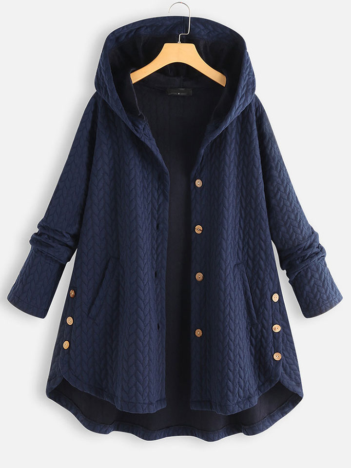 Hooded Mid-Length Coat Autumn And Winter Casual Warm Padded Coat-ABOXUN