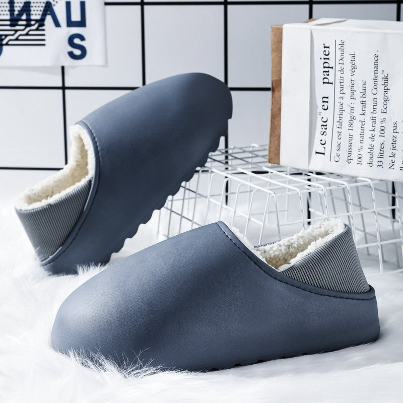 Waterproof Slippers Home Warm Fleece Cotton Shoes-ABOXUN