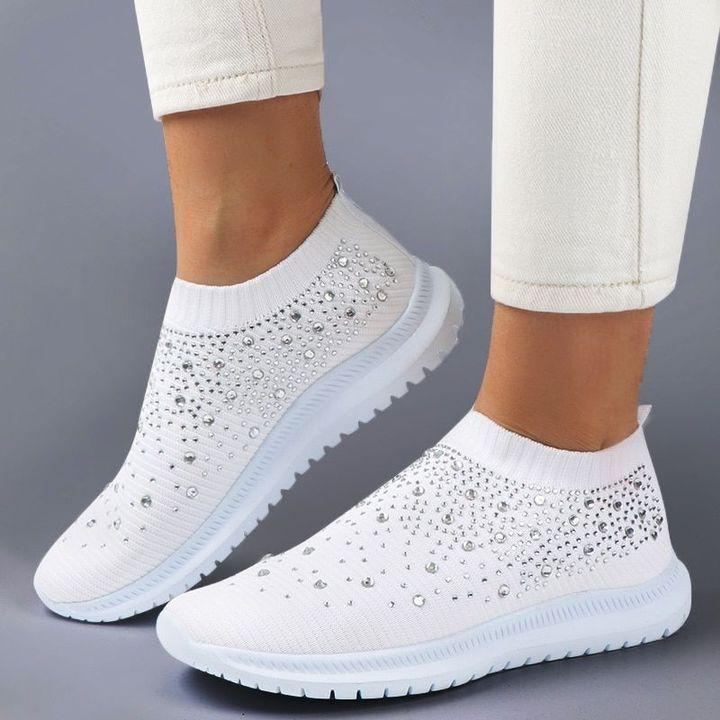 Women's Crystal Breathable Slip-On Walking Shoes-ABOXUN