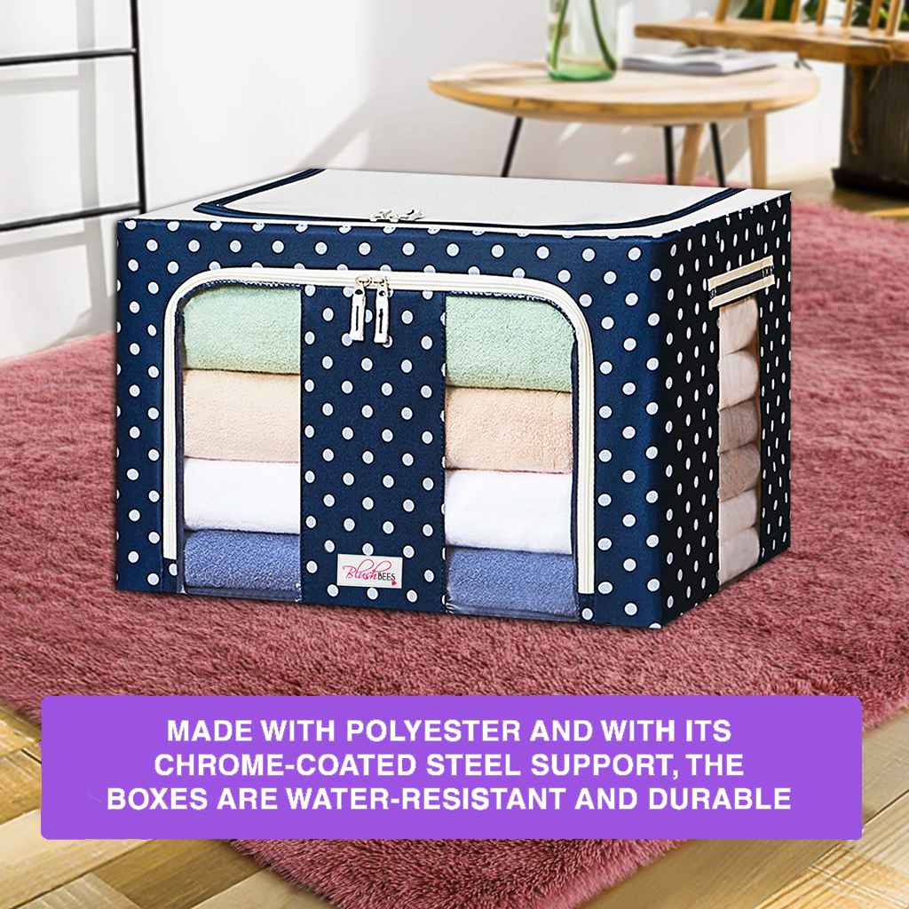 Sxtiyou® Oxford Fabric Collapsible Storage Boxes for Clothes/Quilts/Linen with Metal Supports-ABOXUN