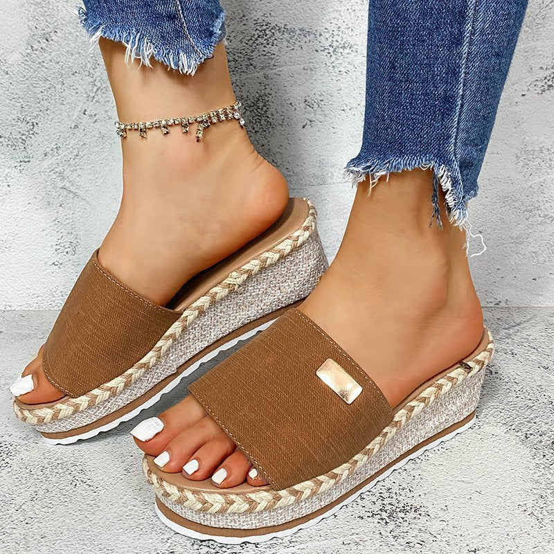 Summer New Wedge Hemp Rope Women's Sandals-ABOXUN