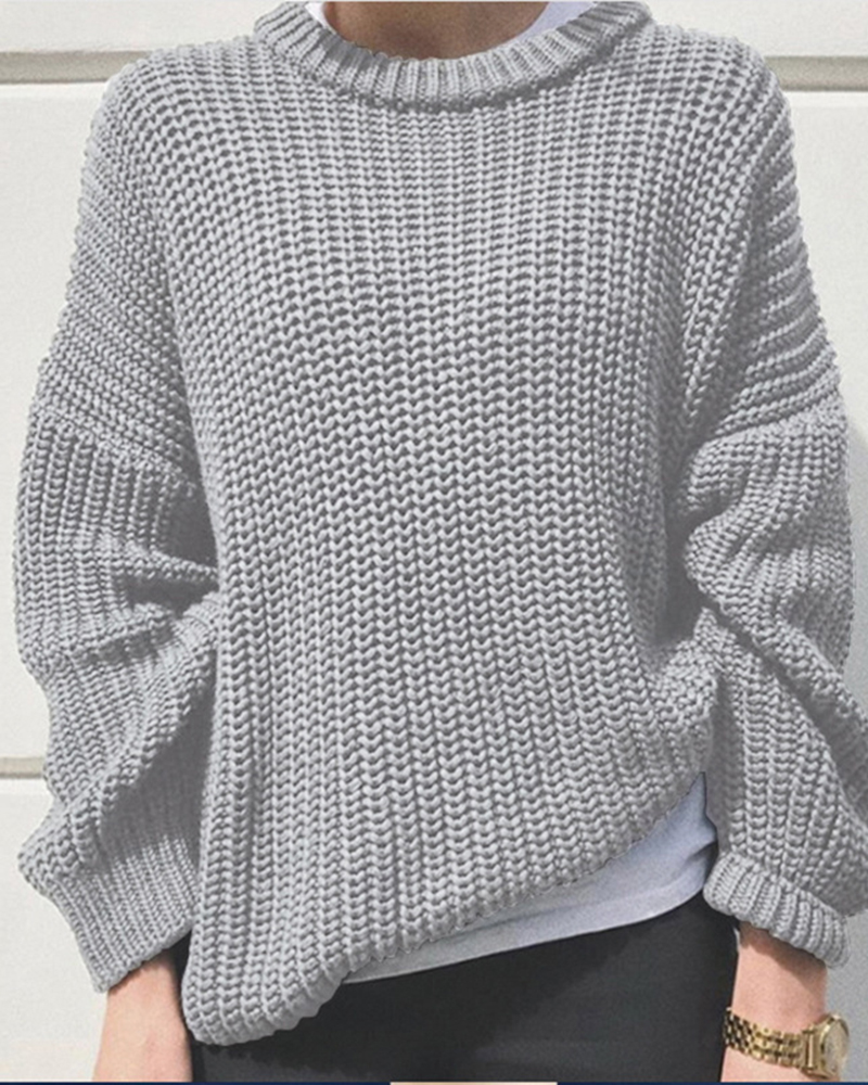 Long Sleeve Knitted Sweater-ABOXUN