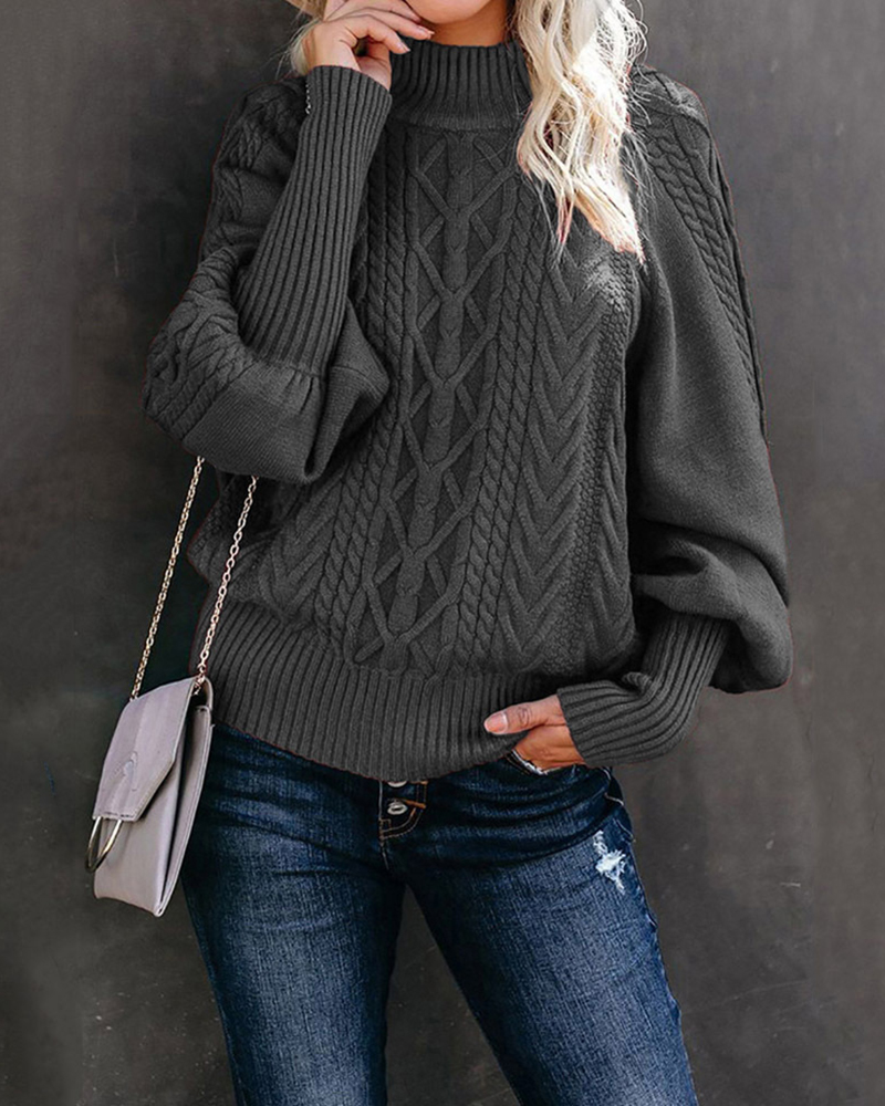 Loose Long-sleeved Knitted Solid Color Sweater-ABOXUN