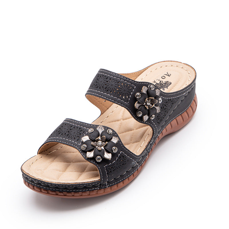 Embroidered Wedge Sandals for Women-ABOXUN