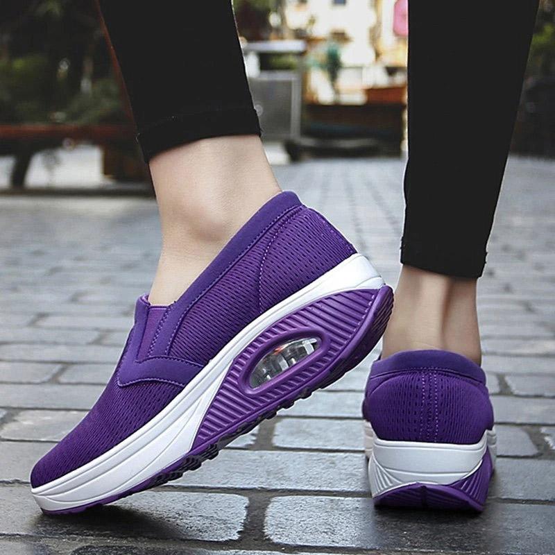 Women's Sporty Platform Fabric Daily Slip-On Walking Sneakers-ABOXUN