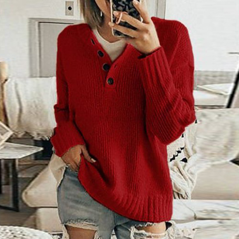 Casual Solid Color Stand Collar Sweater