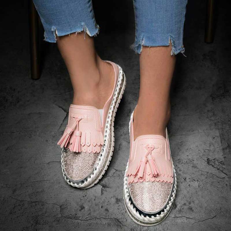 Women's Fashion Shiny Rhinestone Tassel Sandals-ABOXUN