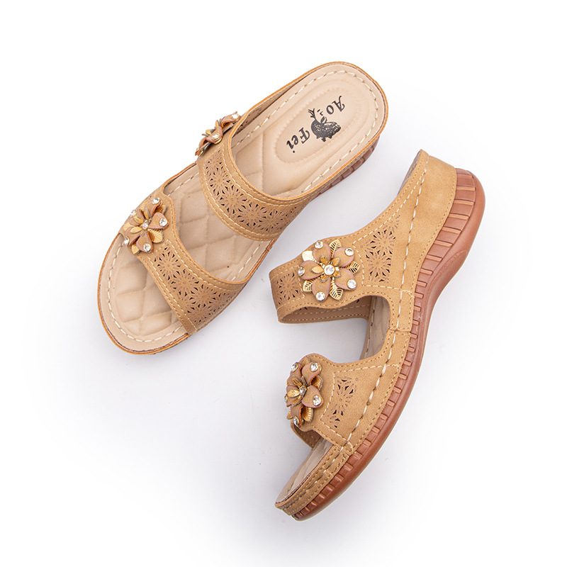 Embroidered Wedge Sandals for Women-ABOXUN
