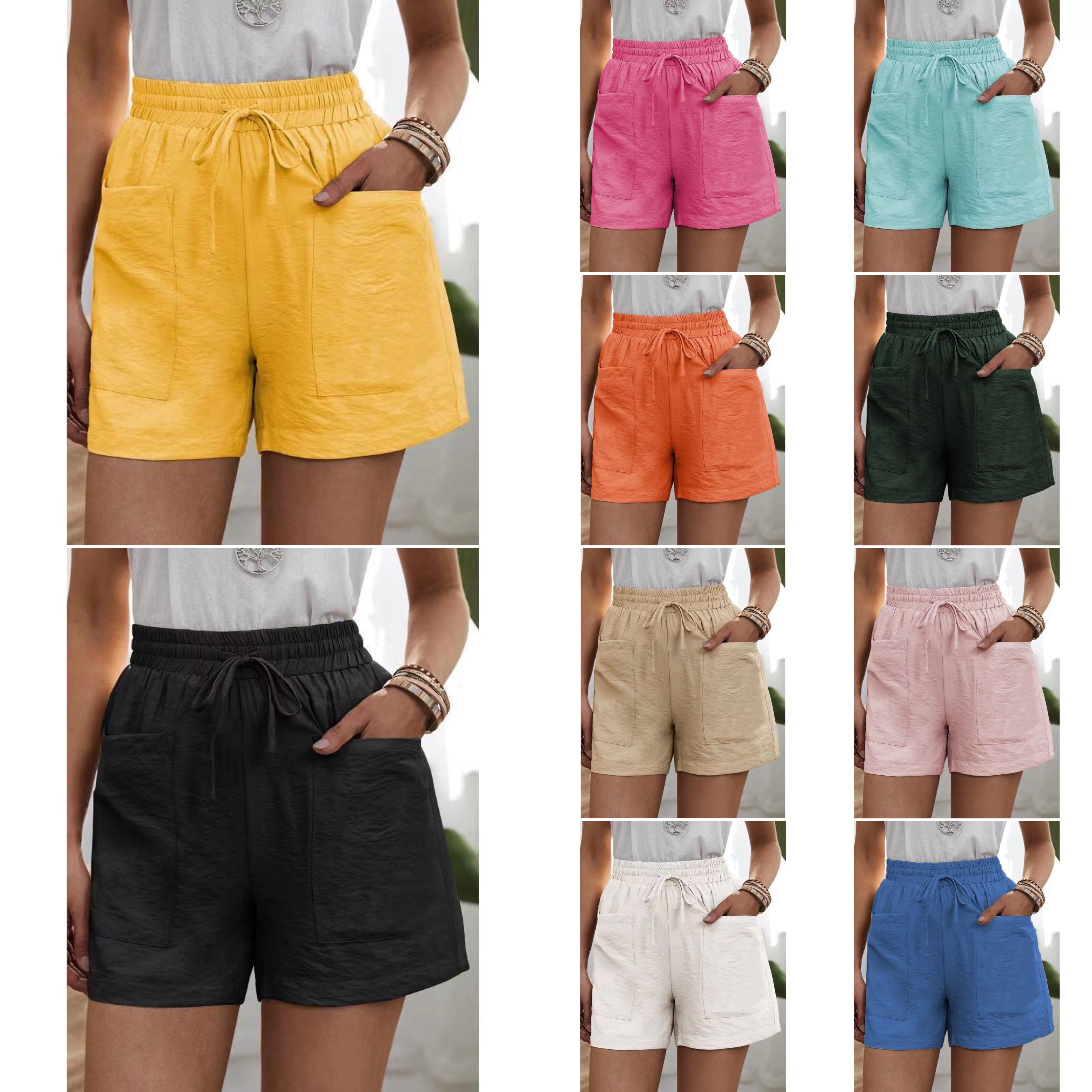 🔥Summer Hot Sale - 49% OFF🔥Solid Two Pockets Loose Casual Short Pants