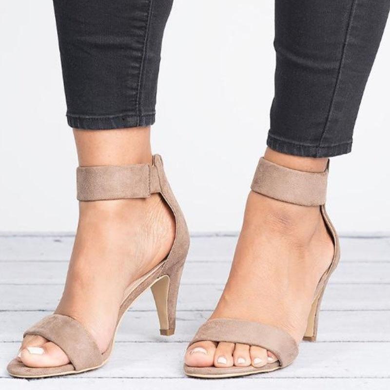 Women Open Toe With 5CM High Heels Sandals Plus Size Thin Heel Shoes-ABOXUN