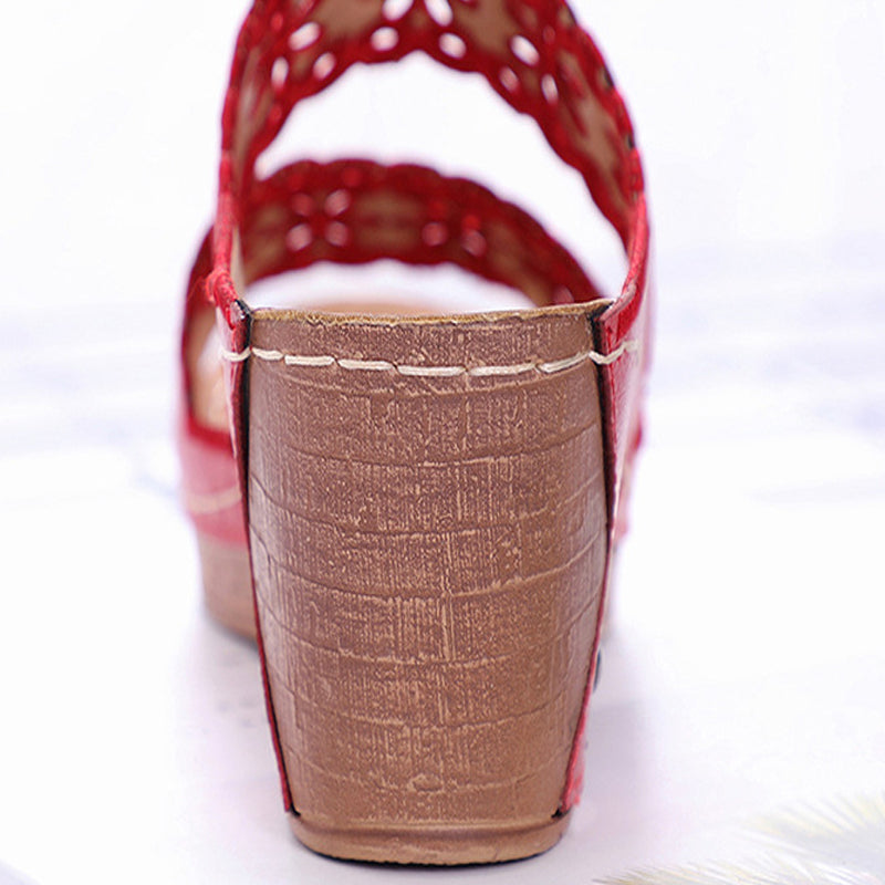 Stitched Cutout Wedge Summer Slippers-ABOXUN