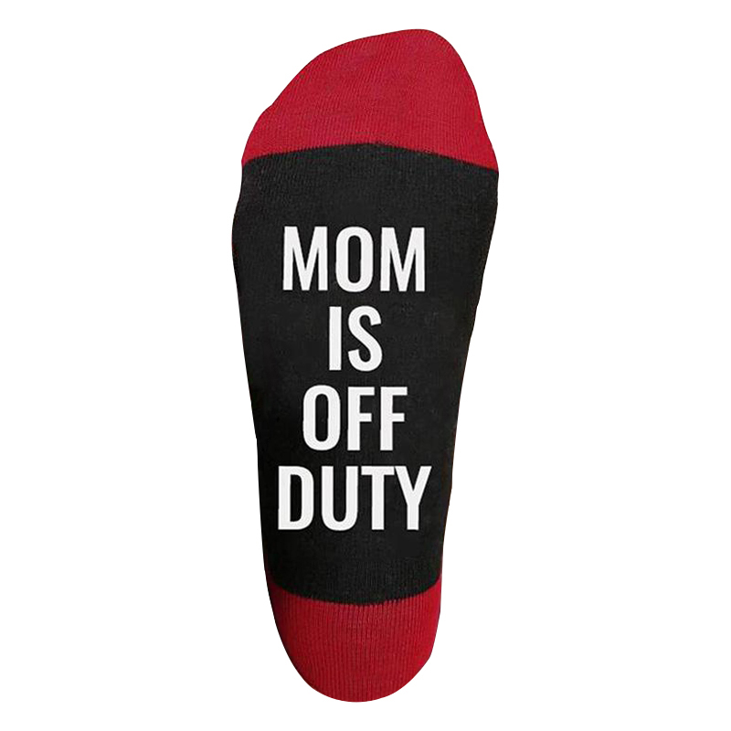5 Pairs If You Can Read This Mom Is Off Duty Cotton Socks Letter Printing Novelty Socks-ABOXUN