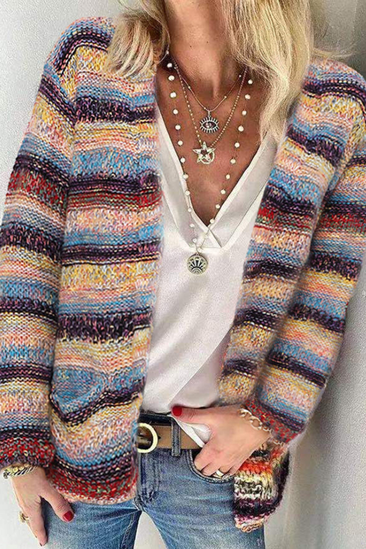 Heathered Two Pocket Sweater Cardigan-ABOXUN