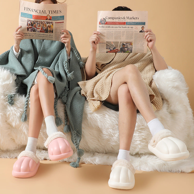 EVA Detachable Cotton Slippers Thick Bottom Fleece Warm And Waterproof-ABOXUN