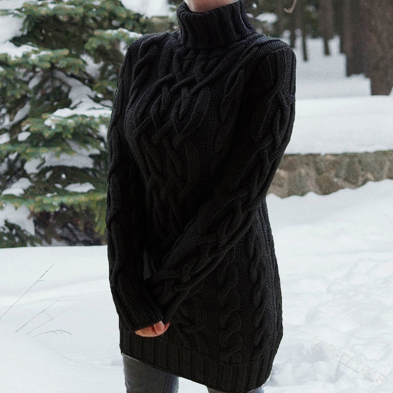 Thick Lapel Retro Thick Twist Sweater Mini Dress-ABOXUN