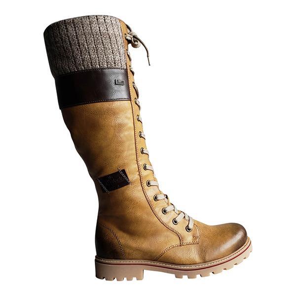 Grishay Women Winter Lace Up Knitted High Boots-ABOXUN