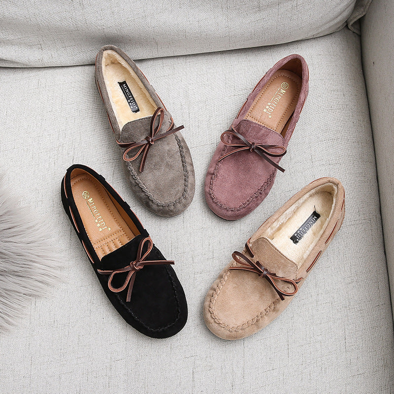 Women's Round Toe Cotton Colorblock Flats-ABOXUN