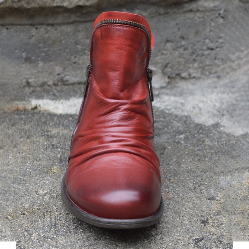 Women's Casual Side Zipper Ankle Boots-ABOXUN