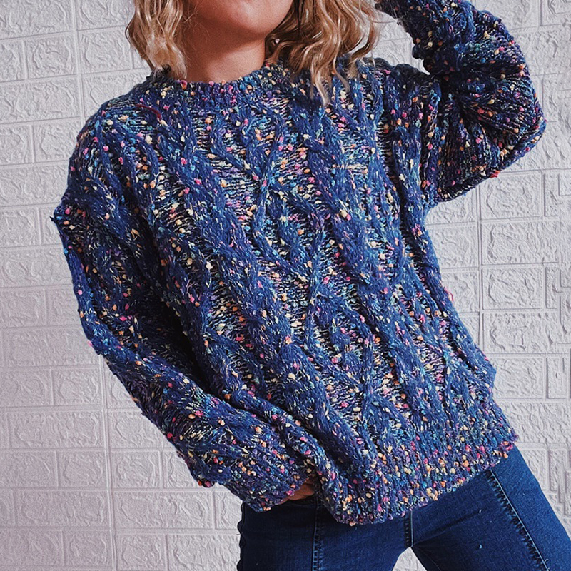 Vintage Long Sleeve Heathered Sweater-ABOXUN