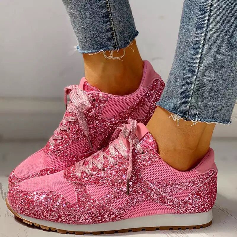 2022 Fall New Flat Mesh Rhinestone Sneakers-ABOXUN
