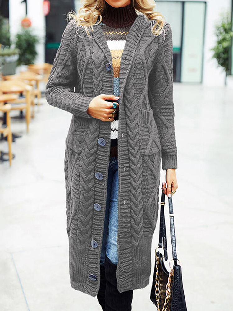 Casual Twist Knitting Long Sweater Cardigan-ABOXUN