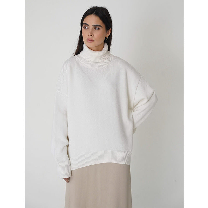 women's autumn and winter popular high neck loose knitted sweater-ABOXUN