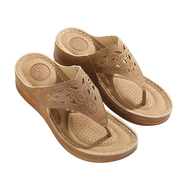 Women's Comfortable Flip Flops Wedge Heel Daily Slippers-ABOXUN