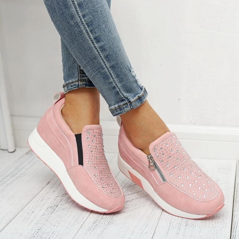 🔥On This Week Sale 70% OFF🔥Women's casual platform zipper sneakers, Comfy Orthopedic Walking Shoes-ABOXUN