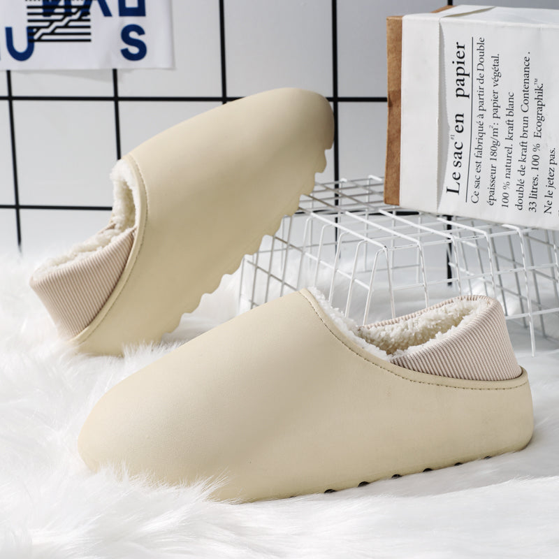 Waterproof Slippers Home Warm Fleece Cotton Shoes-ABOXUN