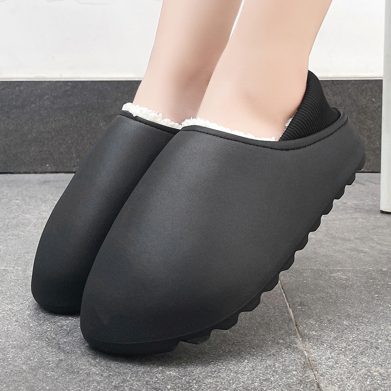 Waterproof Slippers Home Warm Fleece Cotton Shoes-ABOXUN